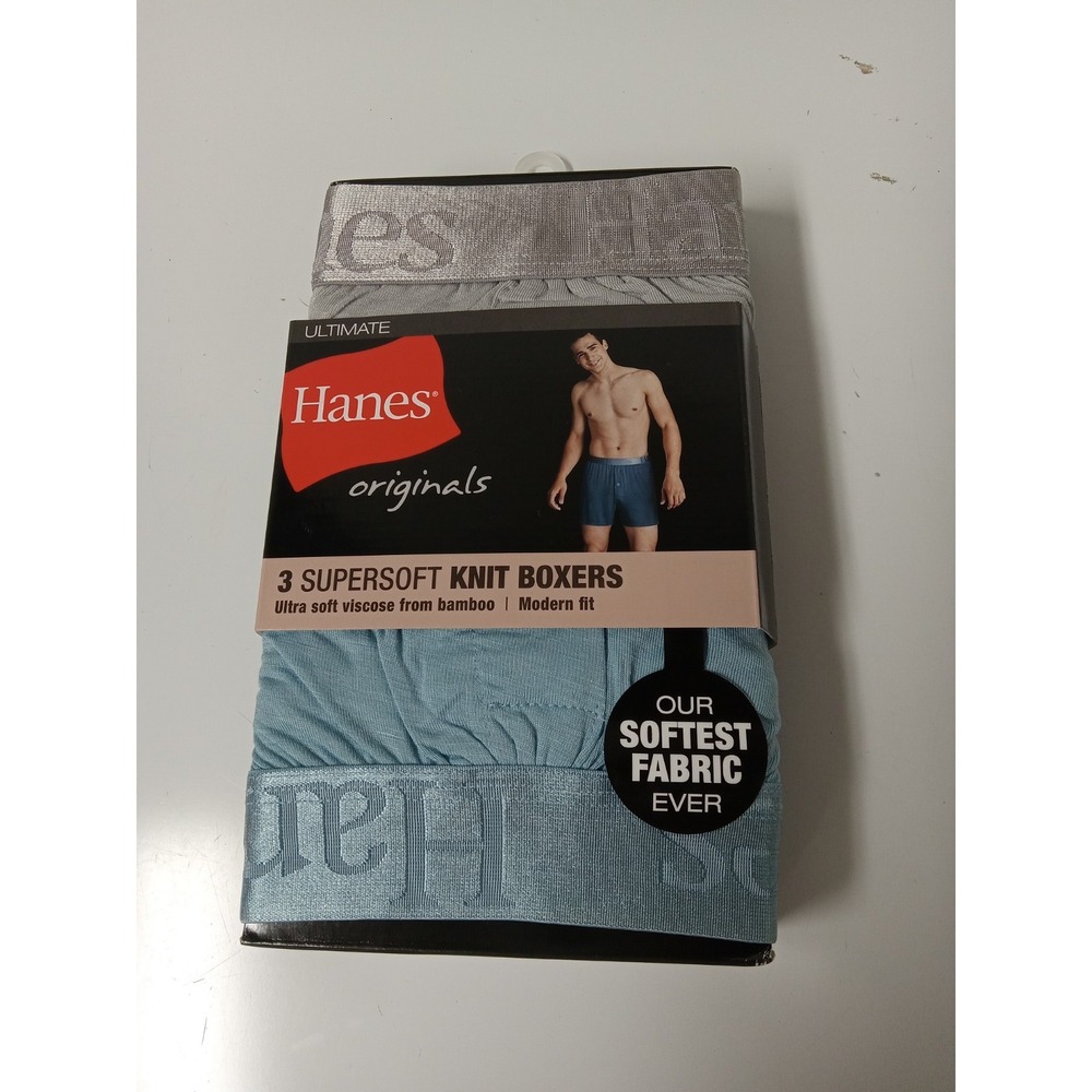 Hanes Originals Ultimate Supersoft Knit Boxers Mens S 28-30 Briefs 3 Pack